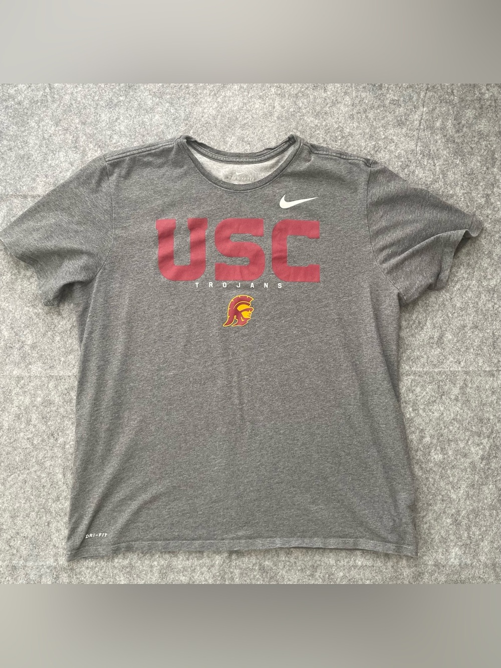 Nike Dri-Fit USC Trojans T-Shirt Mens 2XL Football Lightweight Gray Short Sleeve